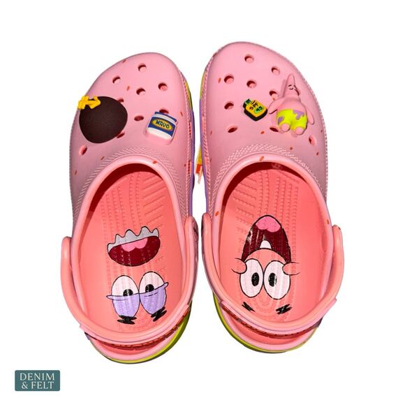 NEW Crocs SpongeBob Patrick Classic Clog Pink Melon Jibbitz Cartoon Cute Rare - Picture 12 of 16